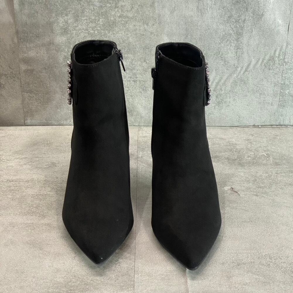 CHARTER CLUB Women's Black Microsuede Crafta Embellished Pointed-Toe Booties